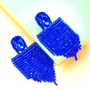 Elegant Formal Chandelier Style Rhinestone Tassel Shimmer Diamond Stud Earrings